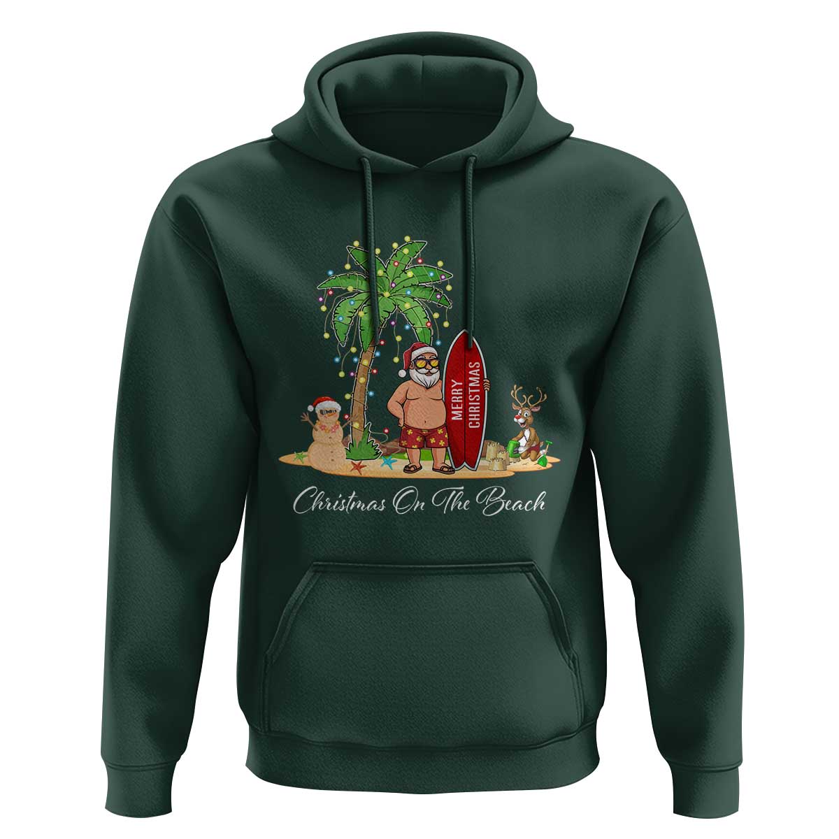 Hawaii Christmas Hoodie Christmas On The Beach Holiday Xmas Palm Tree