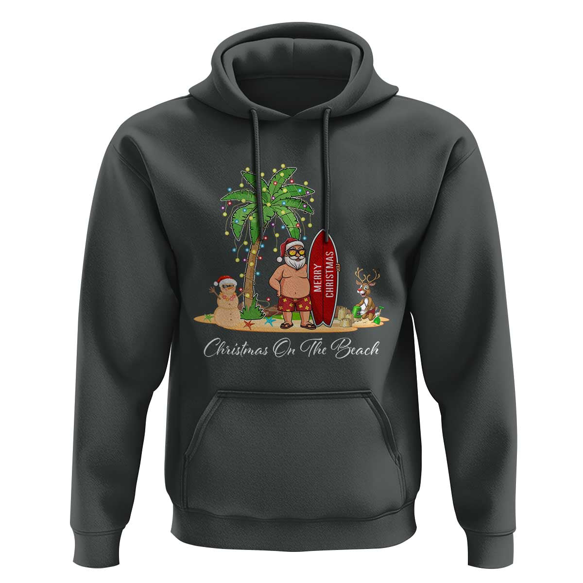 Hawaii Christmas Hoodie Christmas On The Beach Holiday Xmas Palm Tree