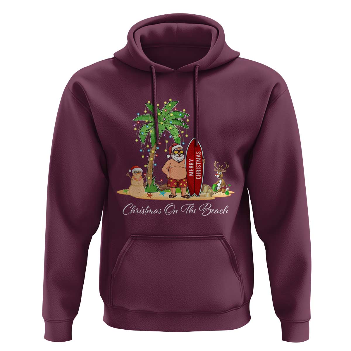 Hawaii Christmas Hoodie Christmas On The Beach Holiday Xmas Palm Tree