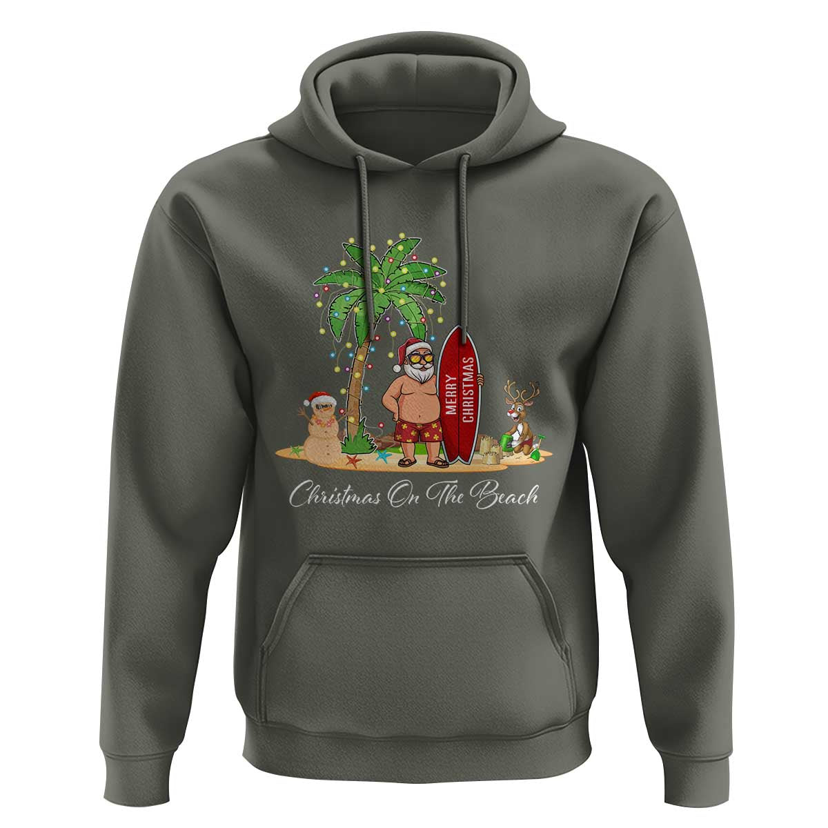 Hawaii Christmas Hoodie Christmas On The Beach Holiday Xmas Palm Tree
