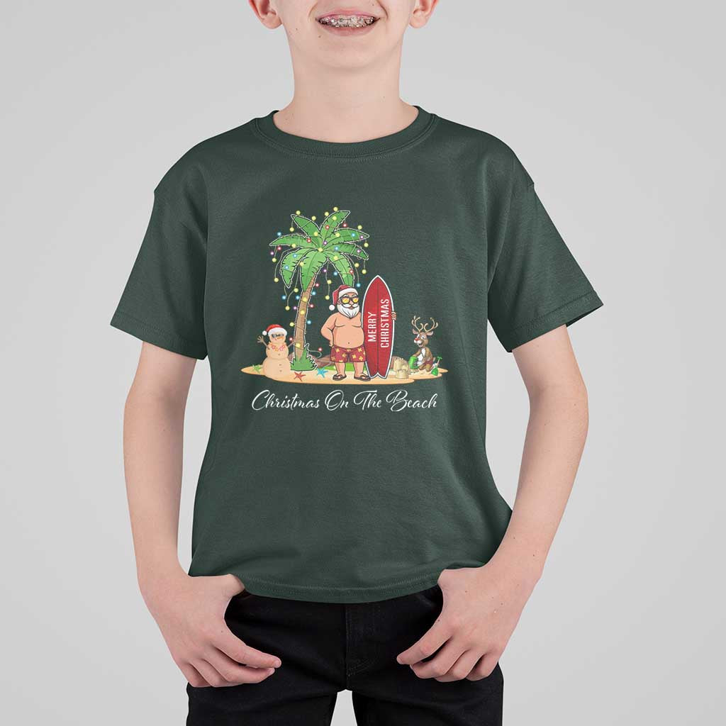 Hawaii Christmas T Shirt For Kid Christmas On The Beach Holiday Xmas Palm Tree - Wonder Print Shop