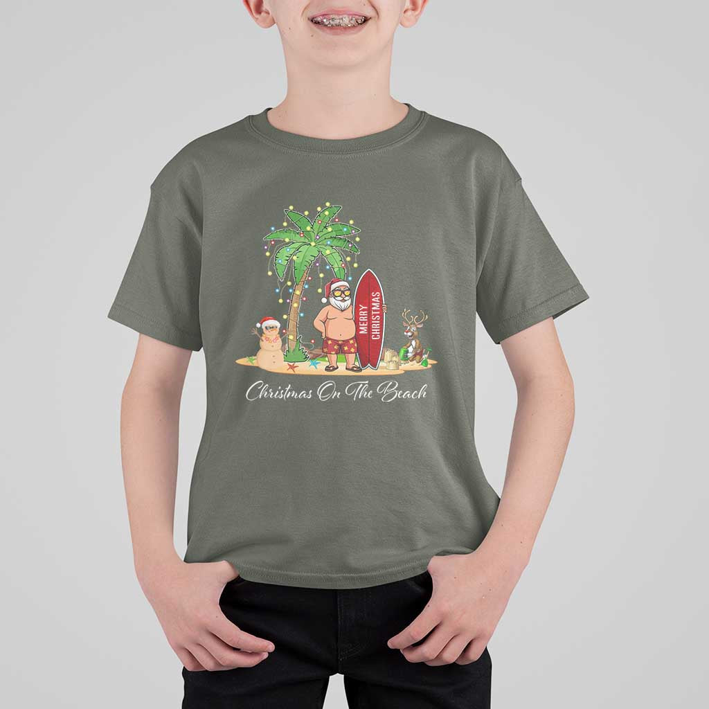 Hawaii Christmas T Shirt For Kid Christmas On The Beach Holiday Xmas Palm Tree - Wonder Print Shop