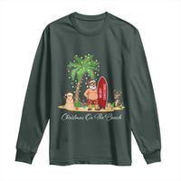 Hawaii Christmas Long Sleeve Shirt Christmas On The Beach Holiday Xmas Palm Tree