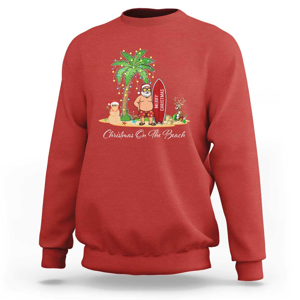Hawaii Christmas Sweatshirt Christmas On The Beach Holiday Xmas Palm Tree - Wonder Print Shop