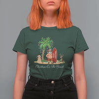 Hawaii Christmas T Shirt For Women Christmas On The Beach Holiday Xmas Palm Tree - Wonder Print Shop