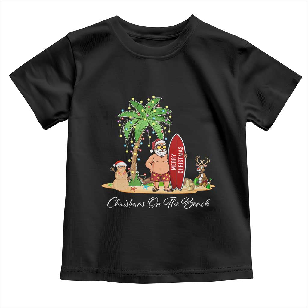 Hawaii Christmas Toddler T Shirt Christmas On The Beach Holiday Xmas Palm Tree