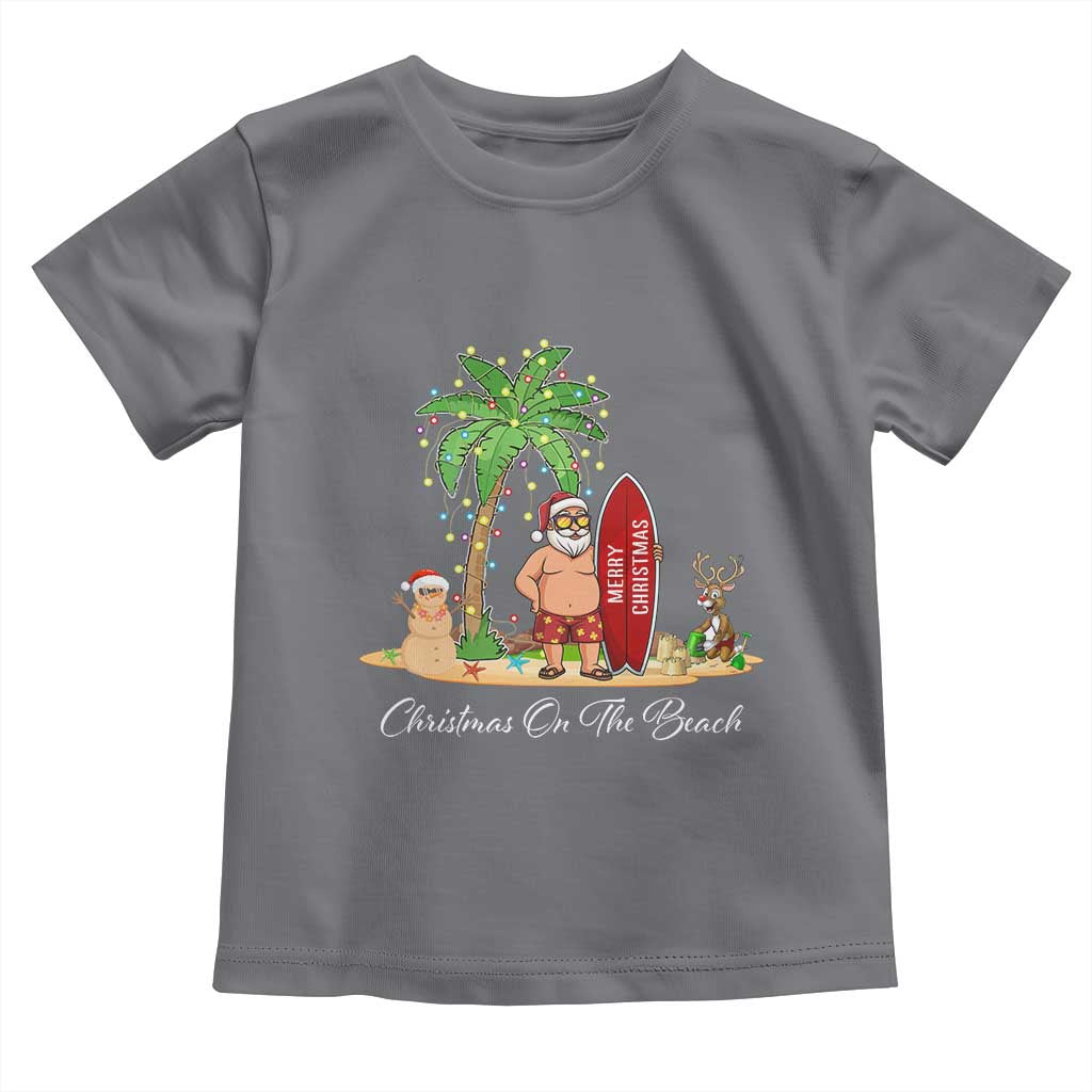 Hawaii Christmas Toddler T Shirt Christmas On The Beach Holiday Xmas Palm Tree