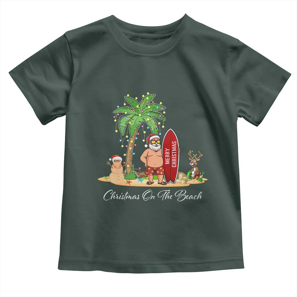 Hawaii Christmas Toddler T Shirt Christmas On The Beach Holiday Xmas Palm Tree
