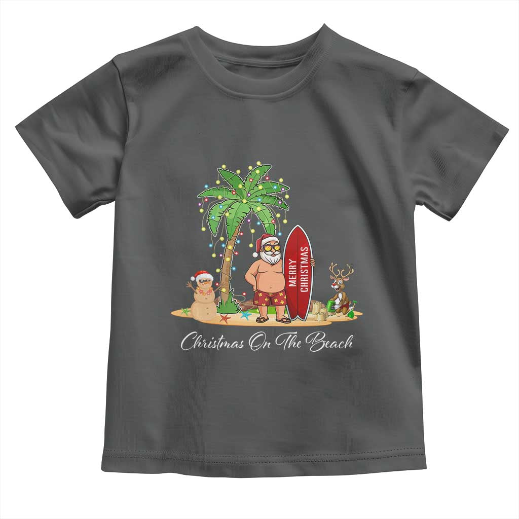 Hawaii Christmas Toddler T Shirt Christmas On The Beach Holiday Xmas Palm Tree