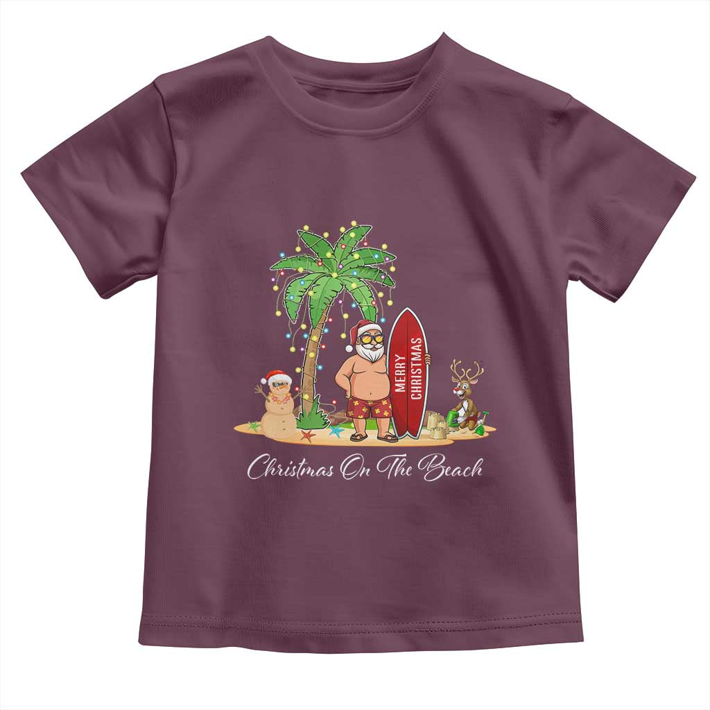Hawaii Christmas Toddler T Shirt Christmas On The Beach Holiday Xmas Palm Tree