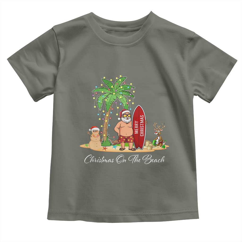 Hawaii Christmas Toddler T Shirt Christmas On The Beach Holiday Xmas Palm Tree