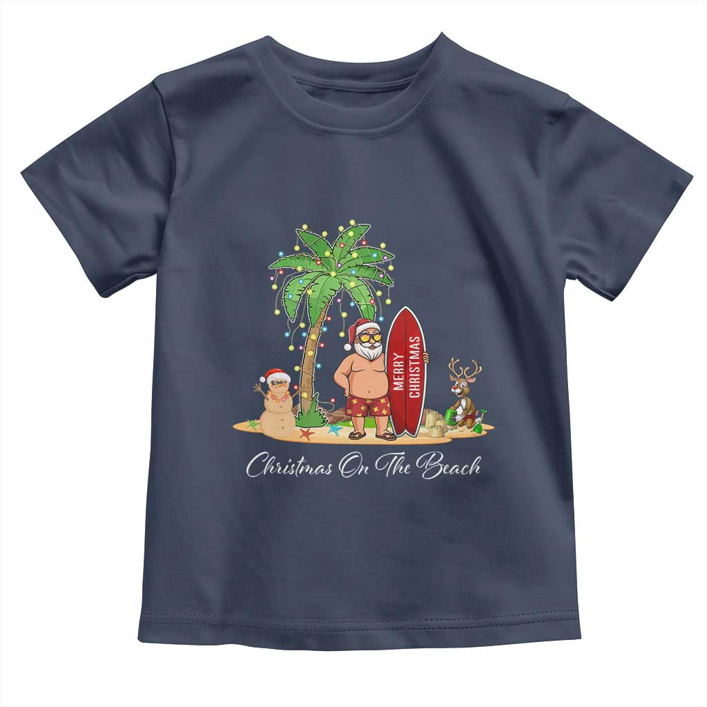 Hawaii Christmas Toddler T Shirt Christmas On The Beach Holiday Xmas Palm Tree