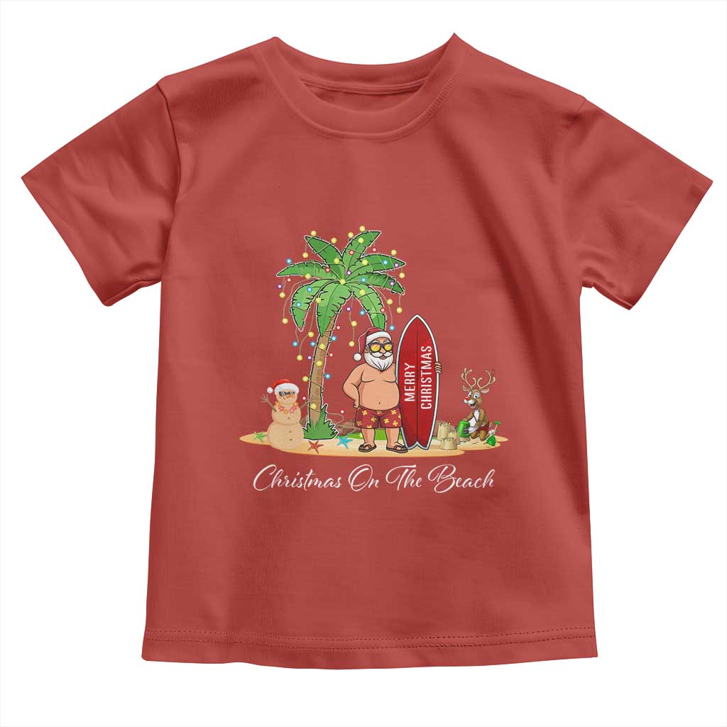 Hawaii Christmas Toddler T Shirt Christmas On The Beach Holiday Xmas Palm Tree