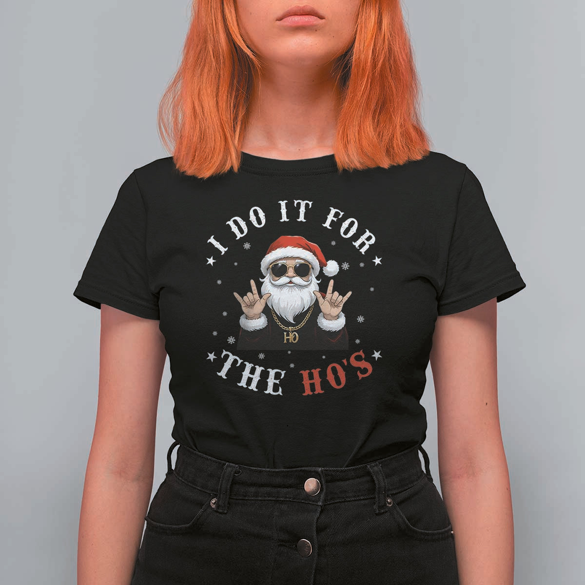 Funny Santa Christmas T Shirt For Women I Do It For The Ho's Rude Xmas - Wonder Print Shop