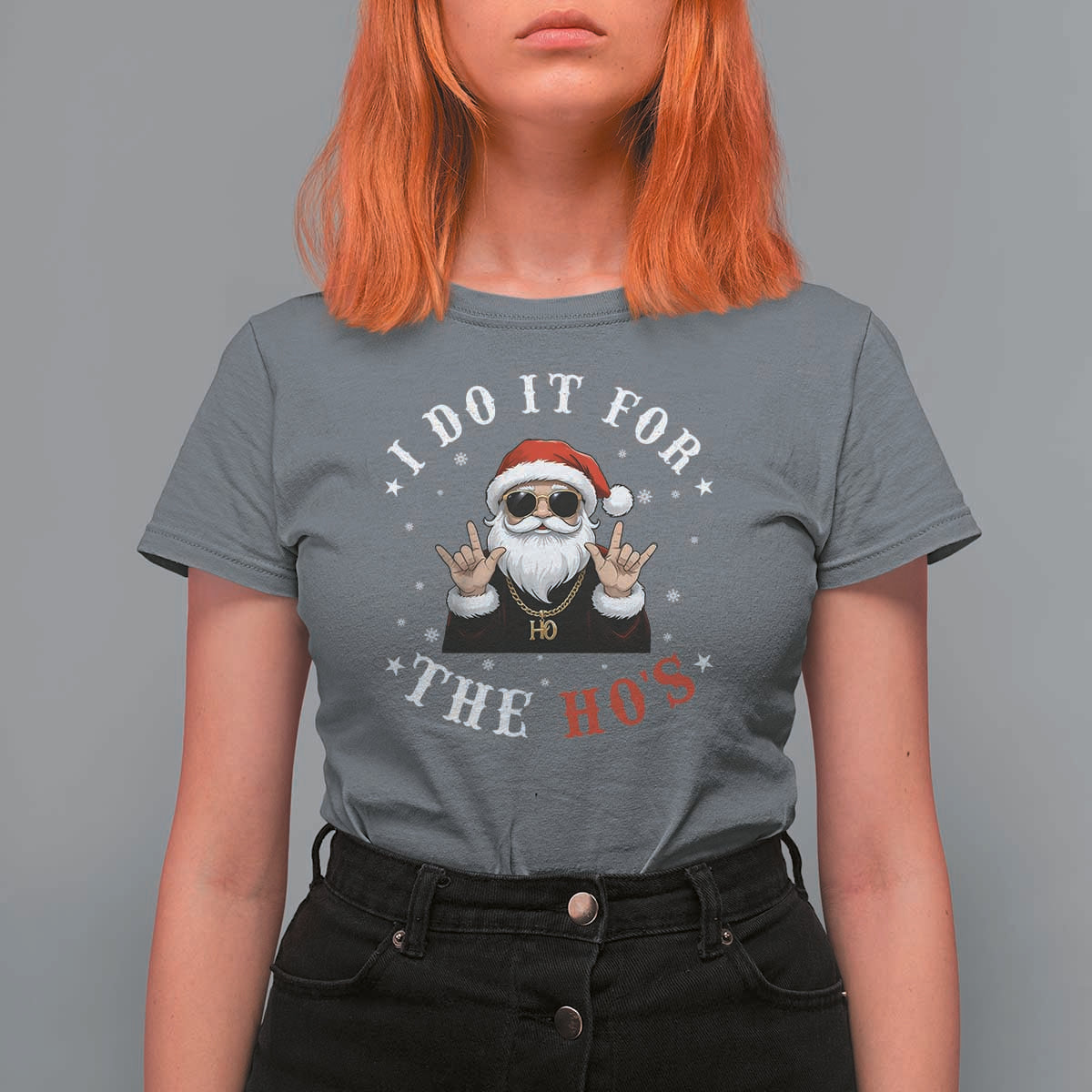 Funny Santa Christmas T Shirt For Women I Do It For The Ho's Rude Xmas - Wonder Print Shop