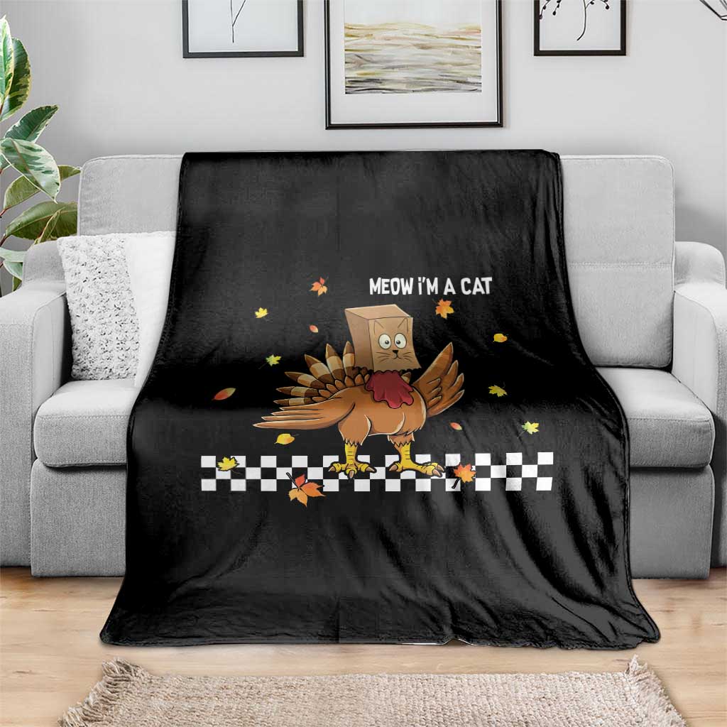 Turkey Cat Throw Blanket Funny Thanksgiving Meow - Wonder Print Shop