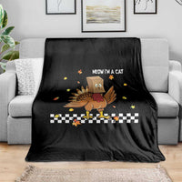 Turkey Cat Throw Blanket Funny Thanksgiving Meow - Wonder Print Shop