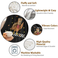 Turkey Cat Throw Blanket Funny Thanksgiving Meow - Wonder Print Shop