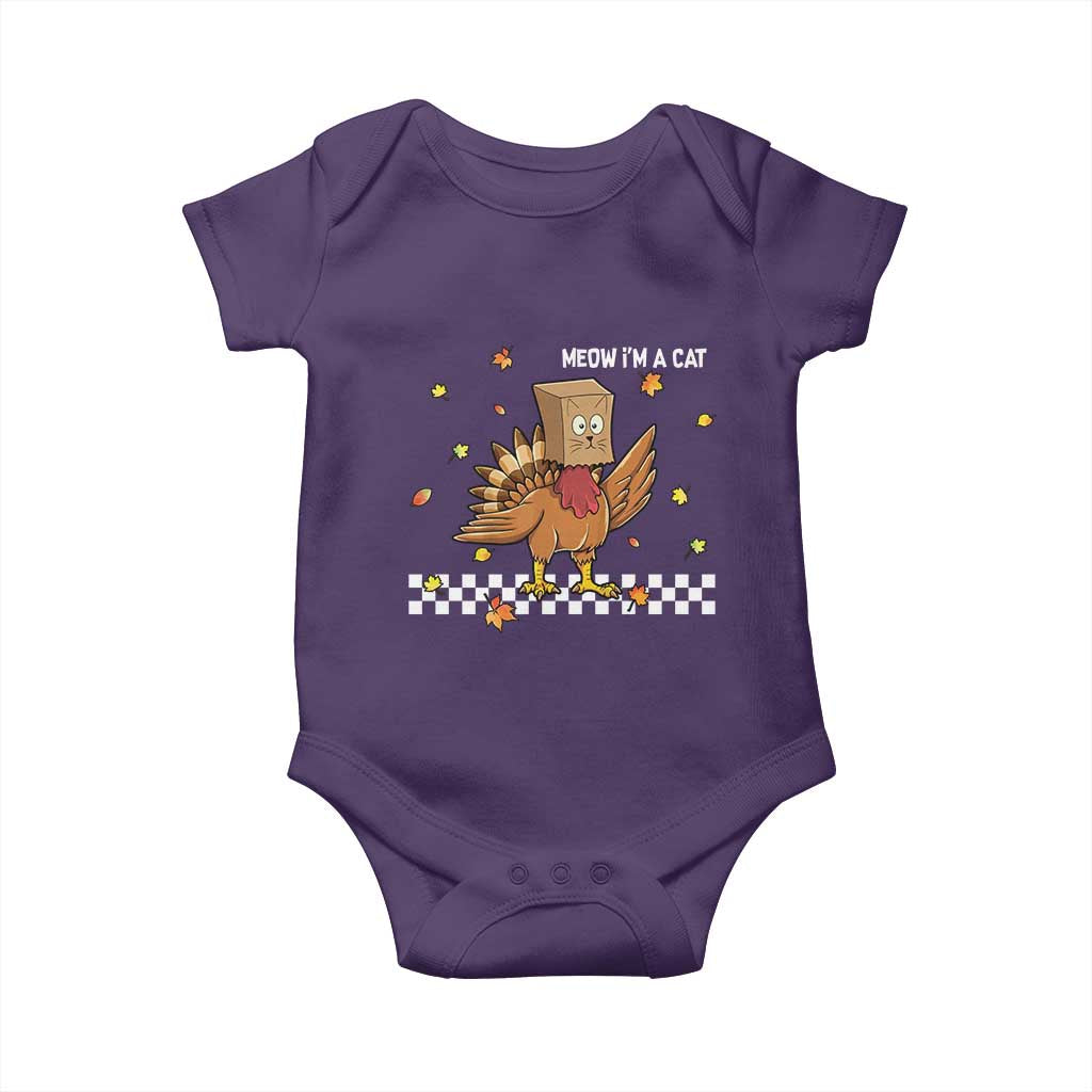Turkey Cat Baby Onesie Funny Thanksgiving Meow - Wonder Print Shop