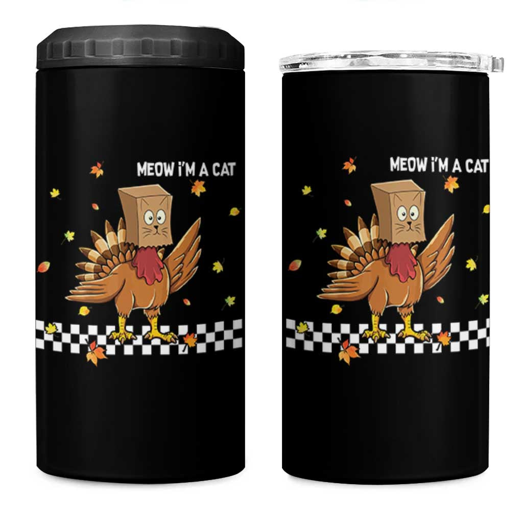 Turkey Cat 4 in 1 Can Cooler Tumbler Funny Thanksgiving Meow - Wonder Print Shop