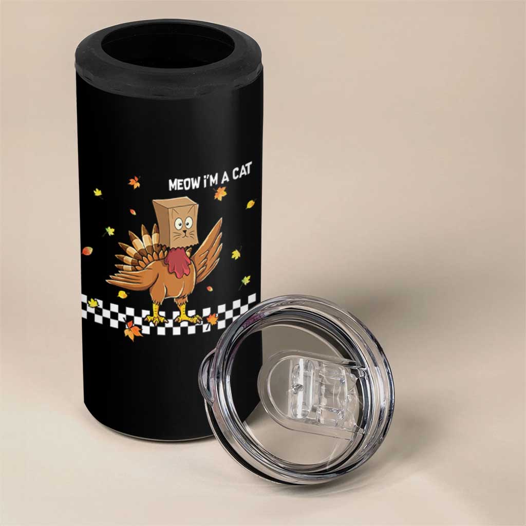 Turkey Cat 4 in 1 Can Cooler Tumbler Funny Thanksgiving Meow - Wonder Print Shop