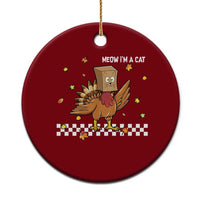 Turkey Cat Ceramic Ornament Funny Thanksgiving Meow - Wonder Print Shop