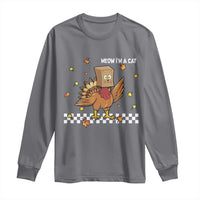 Turkey Cat Long Sleeve Shirt Funny Thanksgiving Meow - Wonder Print Shop