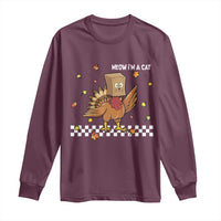 Turkey Cat Long Sleeve Shirt Funny Thanksgiving Meow - Wonder Print Shop