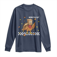 Turkey Cat Long Sleeve Shirt Funny Thanksgiving Meow - Wonder Print Shop