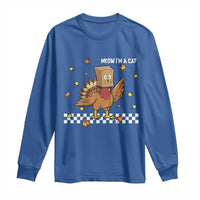 Turkey Cat Long Sleeve Shirt Funny Thanksgiving Meow - Wonder Print Shop