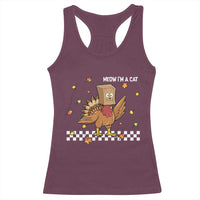 Turkey Cat Racerback Tank Top Funny Thanksgiving Meow - Wonder Print Shop