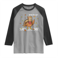 Turkey Cat Raglan Shirt Funny Thanksgiving Meow - Wonder Print Shop