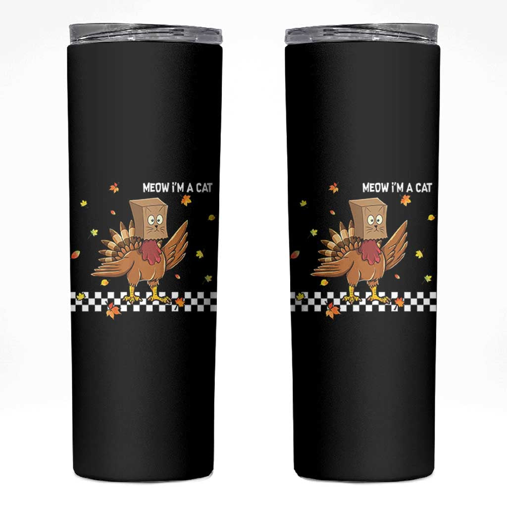 Turkey Cat Skinny Tumbler Funny Thanksgiving Meow - Wonder Print Shop
