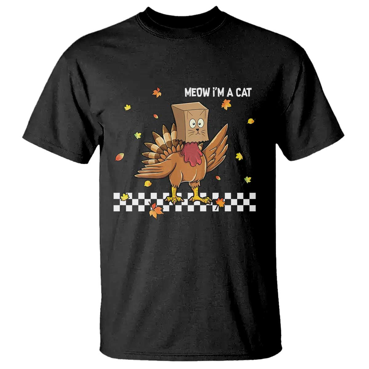 Turkey Cat T Shirt Funny Thanksgiving Meow - Wonder Print Shop