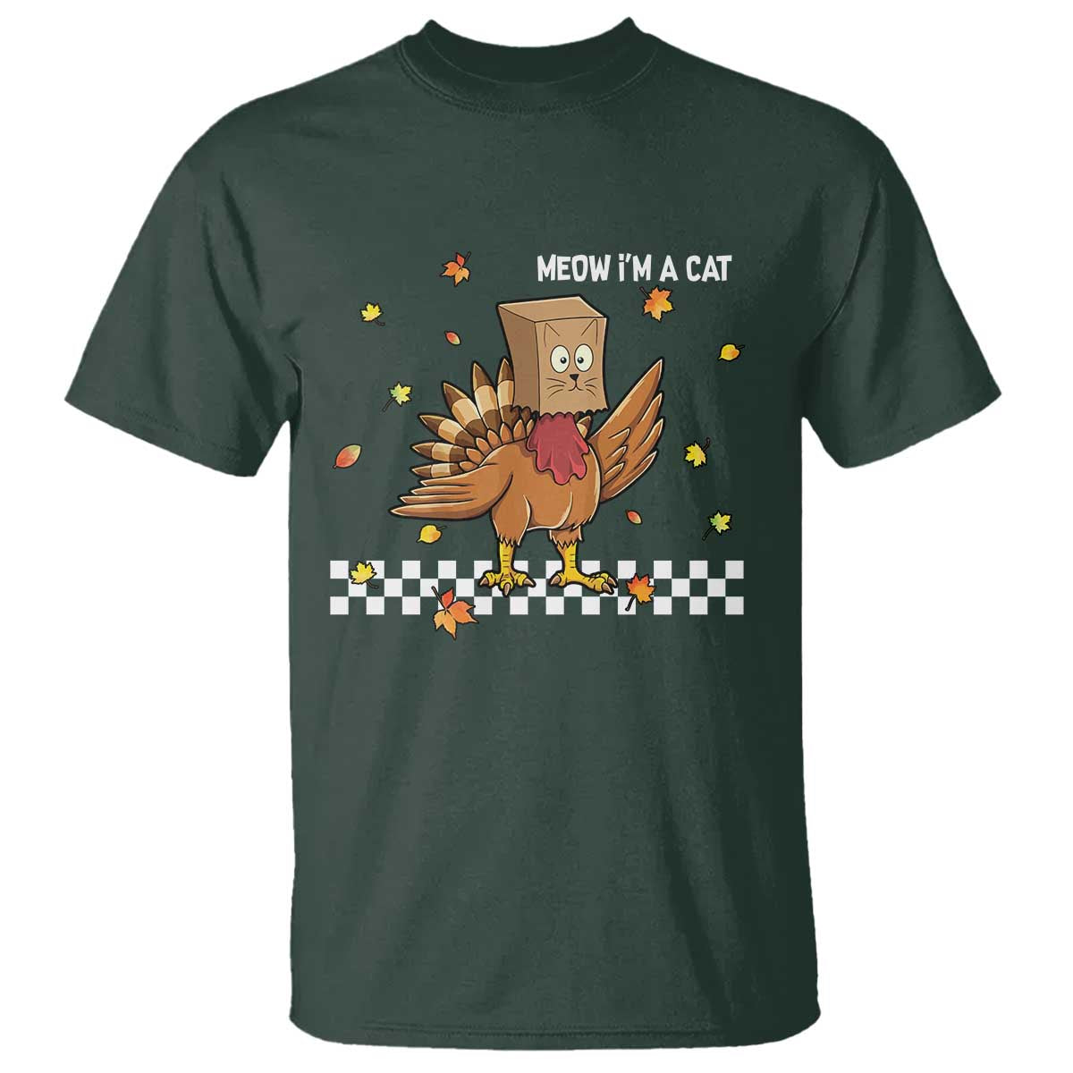 Turkey Cat T Shirt Funny Thanksgiving Meow - Wonder Print Shop