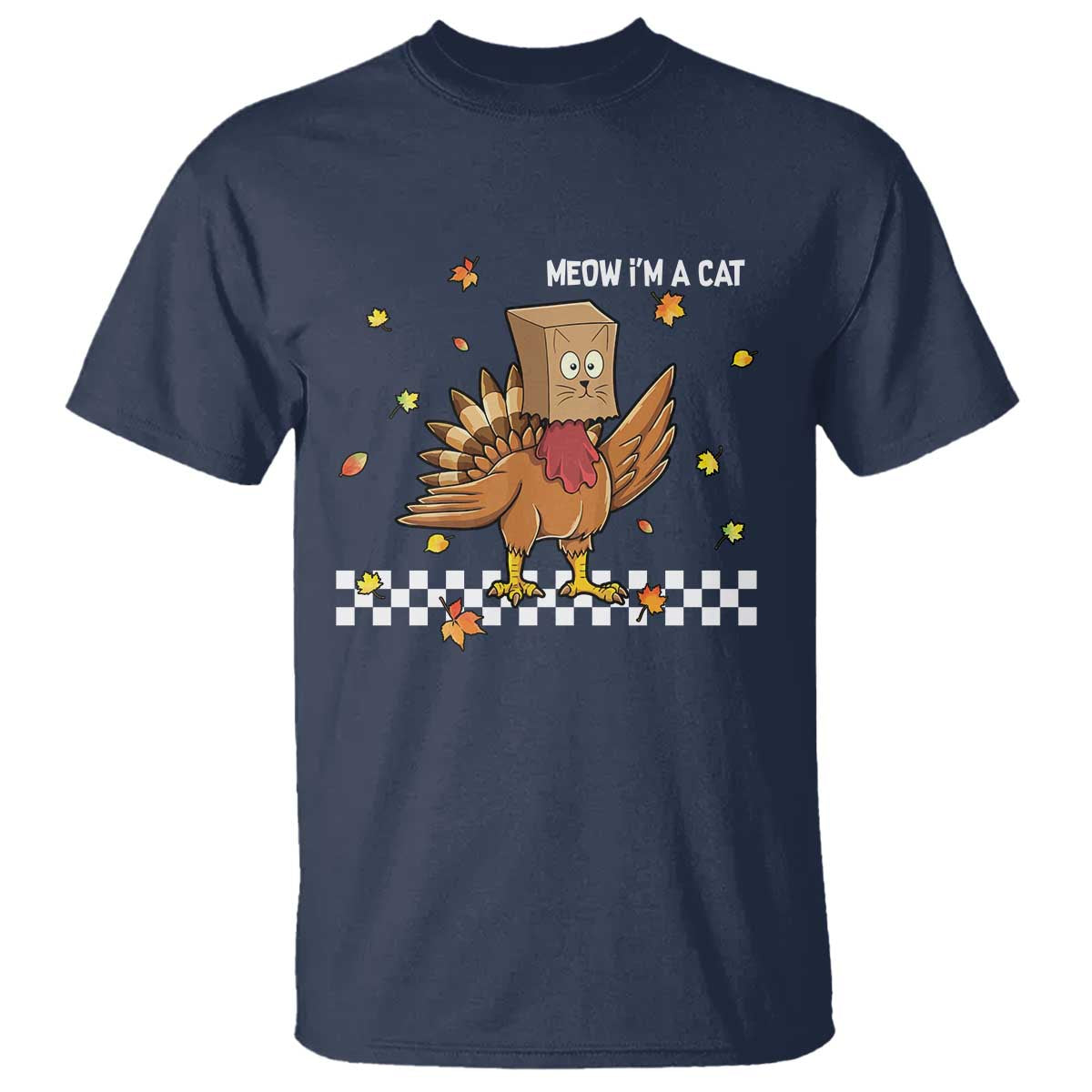 Turkey Cat T Shirt Funny Thanksgiving Meow - Wonder Print Shop