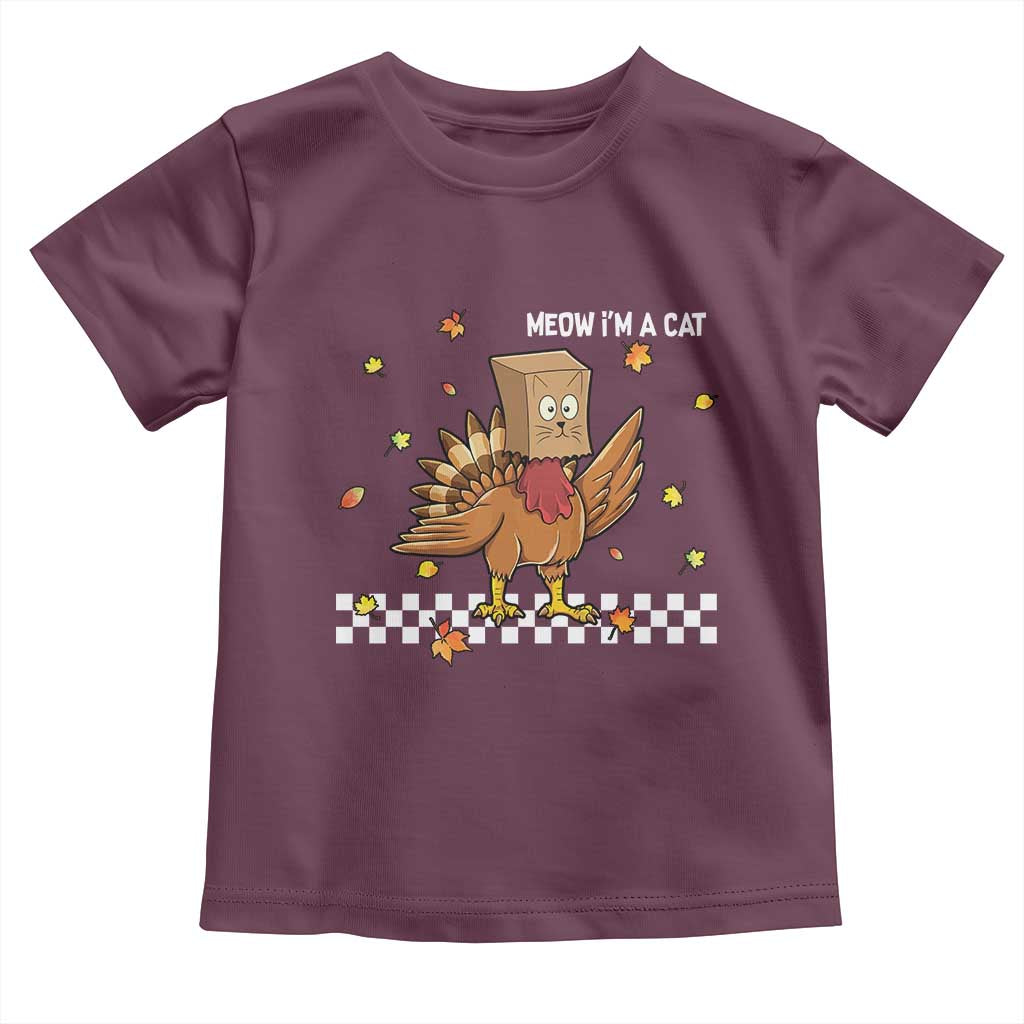 Turkey Cat Toddler T Shirt Funny Thanksgiving Meow - Wonder Print Shop