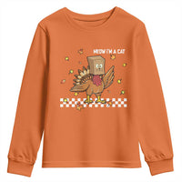 Turkey Cat Youth Sweatshirt Funny Thanksgiving Meow - Wonder Print Shop
