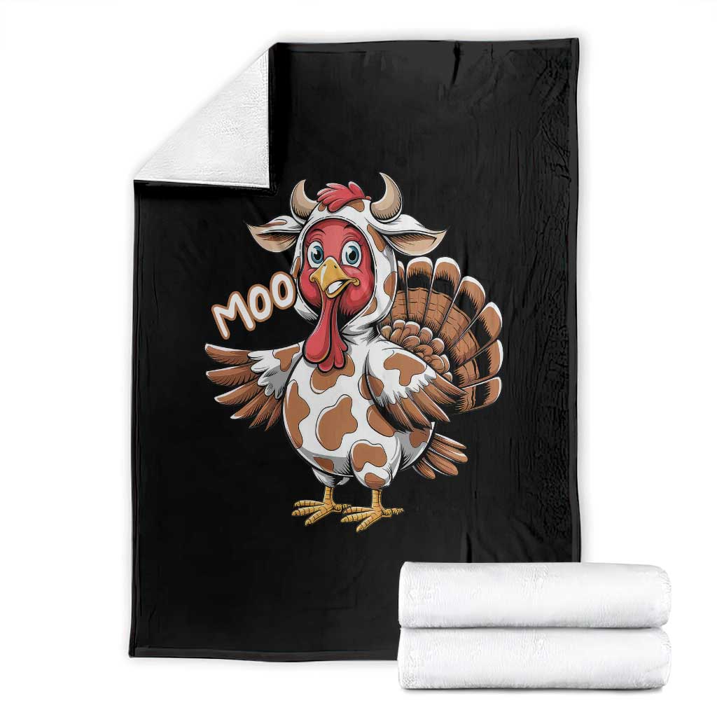 Funny Thanksgiving Throw Blanket Turkey Moo Cow Lovers - Wonder Print Shop