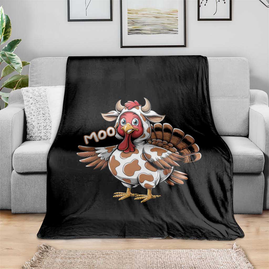 Funny Thanksgiving Throw Blanket Turkey Moo Cow Lovers - Wonder Print Shop