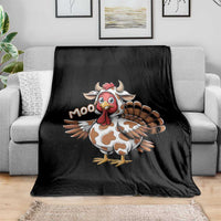 Funny Thanksgiving Throw Blanket Turkey Moo Cow Lovers - Wonder Print Shop