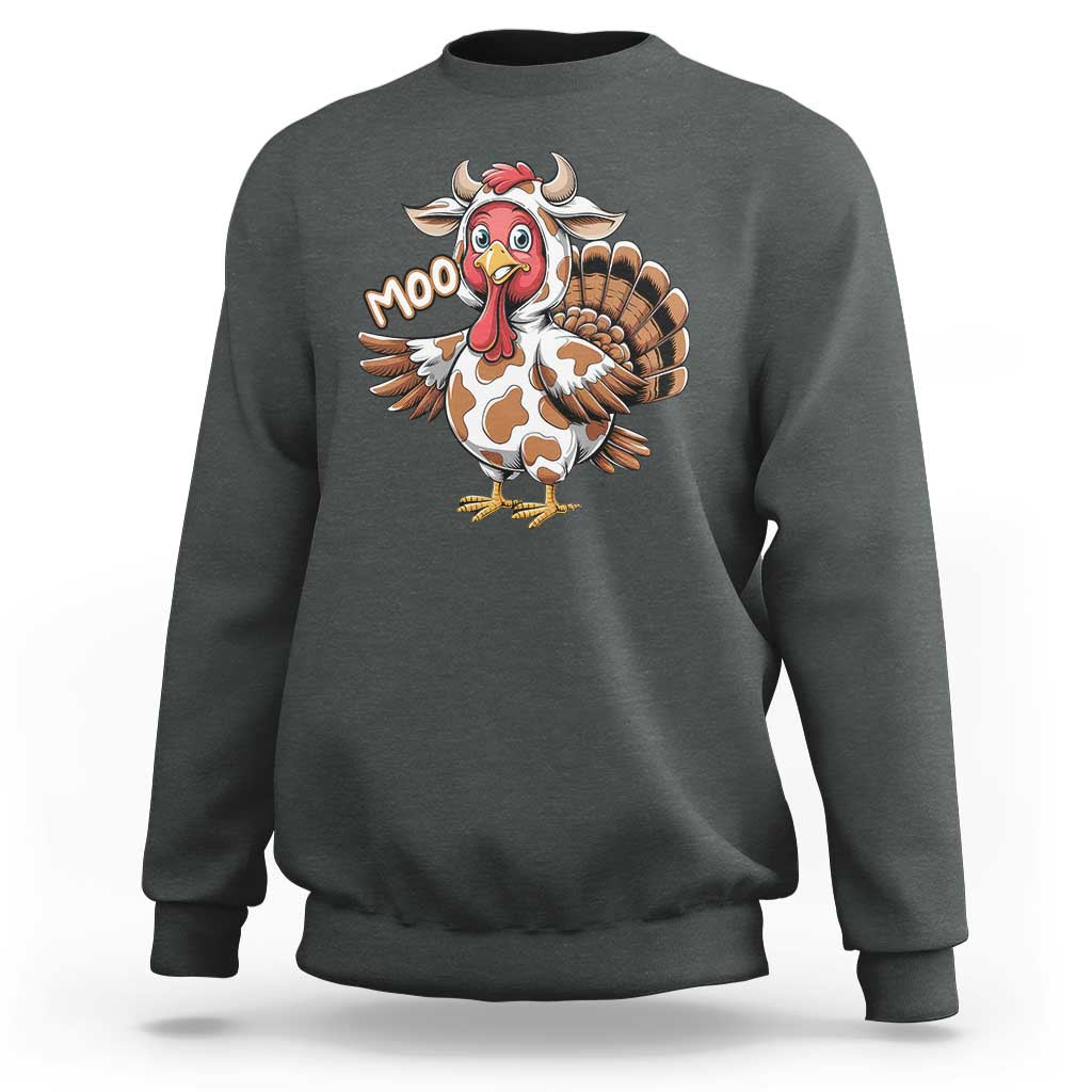 Funny Thanksgiving Sweatshirt Turkey Moo Cow Lovers - Wonder Print Shop