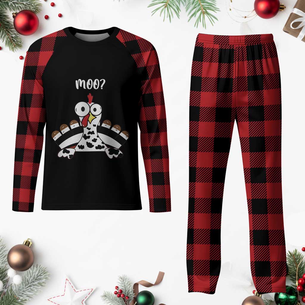 Funny Thanksgiving Plaid Pajama Set Turkey Moo Cow Farmer Gift - Wonder Print Shop