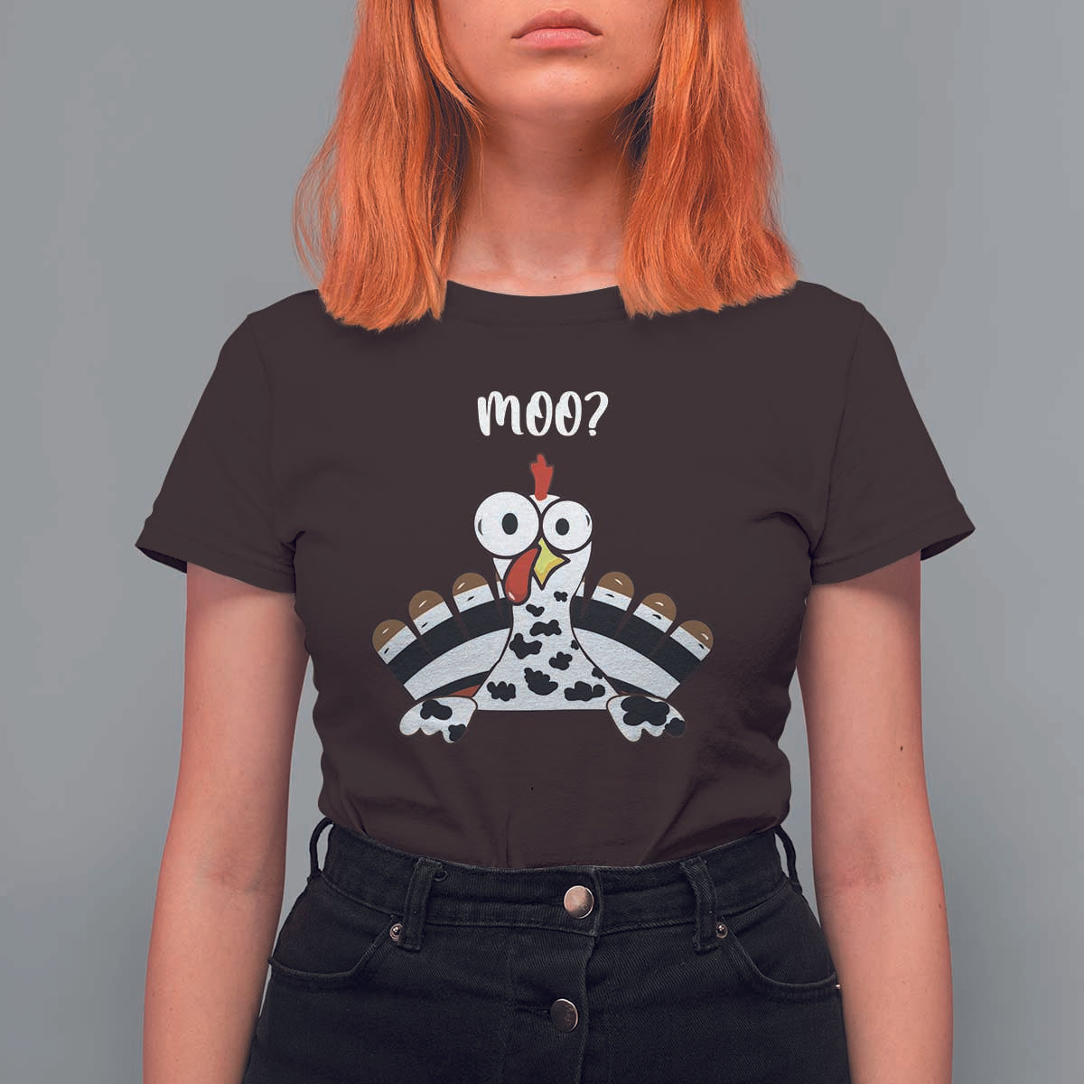 Funny Thanksgiving T Shirt For Women Turkey Moo Cow Farmer Gift - Wonder Print Shop