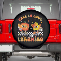 Autumn Teacher Spare Tire Cover Retro Fall In Love With Learning Thanksgiving Pumpkin - Wonder Print Shop