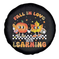 Autumn Teacher Spare Tire Cover Retro Fall In Love With Learning Thanksgiving Pumpkin - Wonder Print Shop