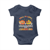 Autumn Teacher Baby Onesie Retro Fall In Love With Learning Thanksgiving Pumpkin - Wonder Print Shop