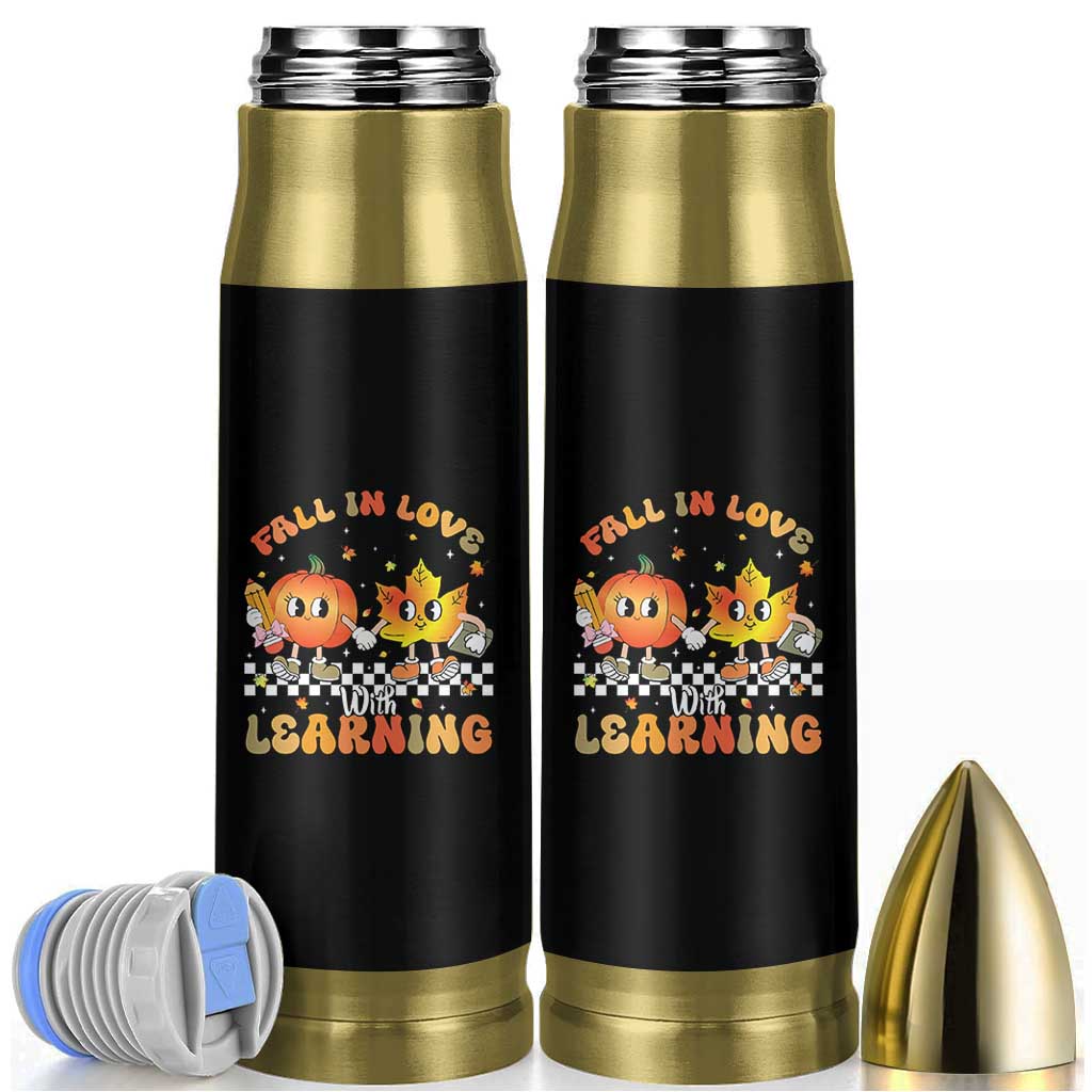 Autumn Teacher Bullet Tumbler Retro Fall In Love With Learning Thanksgiving Pumpkin - Wonder Print Shop