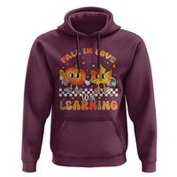 Autumn Teacher Hoodie Retro Fall In Love With Learning Thanksgiving Pumpkin - Wonder Print Shop