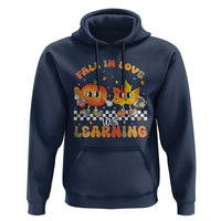 Autumn Teacher Hoodie Retro Fall In Love With Learning Thanksgiving Pumpkin - Wonder Print Shop